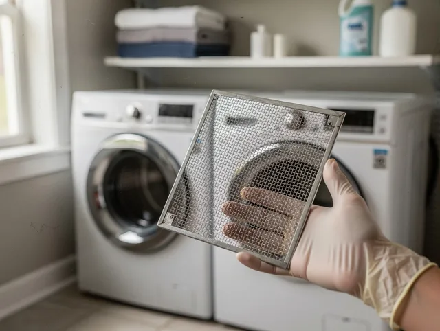 Brea Dryer Vent Cleaning specialist performing detailed lint trap cleaning service in Brea
