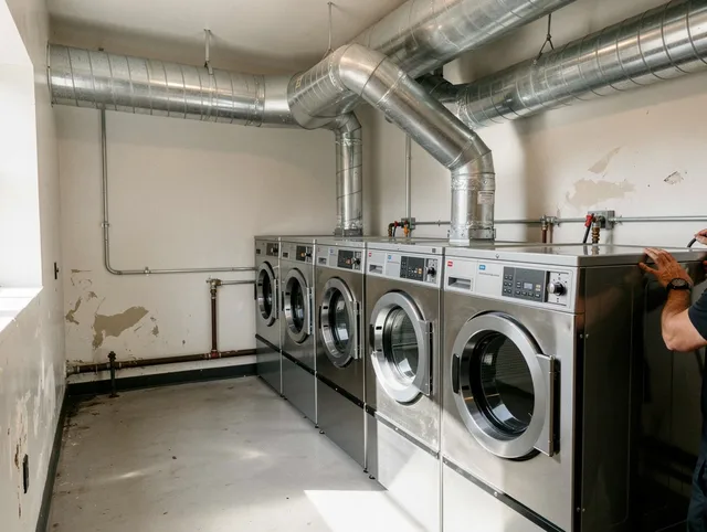 Brea Dryer Vent Cleaning team performing large-scale commercial dryer vent cleaning in Brea