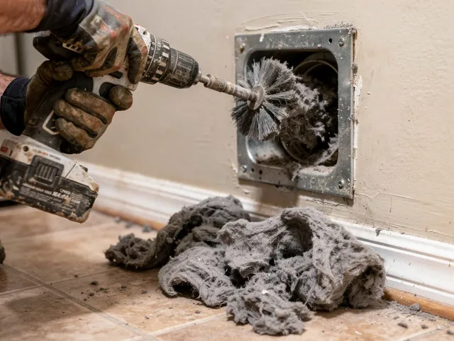 Certified Brea Dryer Vent Cleaning technician performing dryer vent cleaning in Brea