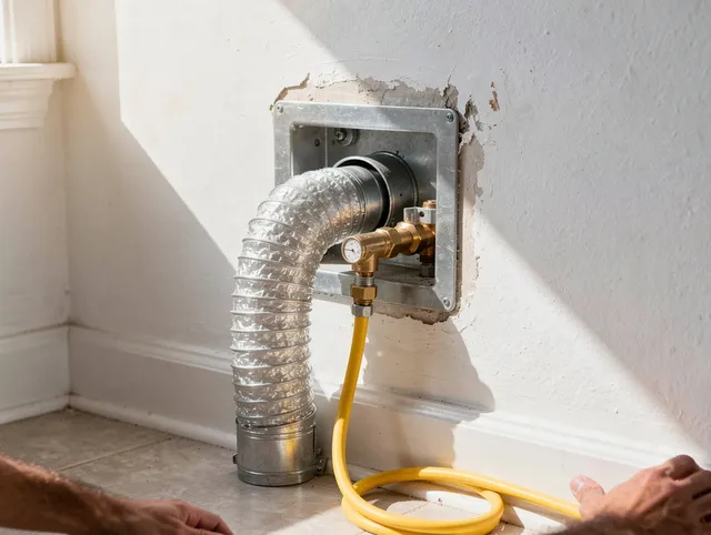 Brea Dryer Vent Cleaning certified technician performing specialized gas dryer vent cleaning in Brea